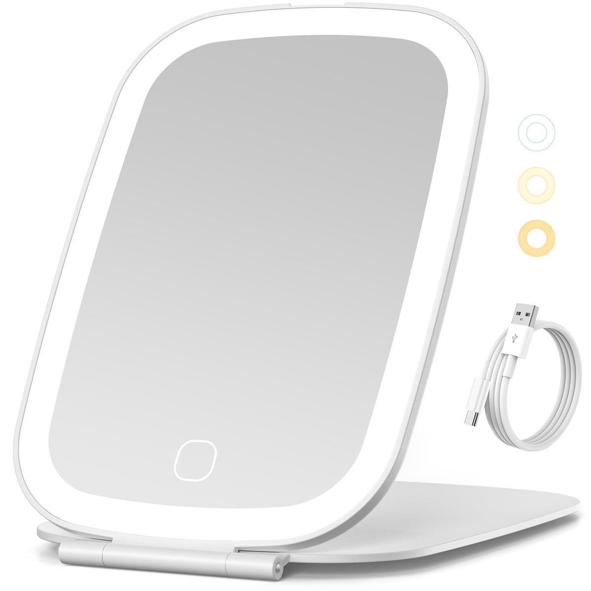 NEZZOE Portable Makeup Mirror, Large Travel Mirror with Light, 10”x7” White