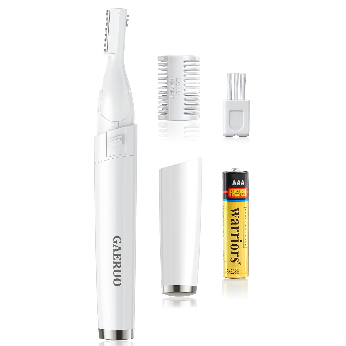 Electric Eyebrow Trimmer for Men Women, Painless Eyebrow Razor with Comb Battery, Dual-Blade Facial Hair Remover, Precision Shaver for Face, Upper Lip, Beard, Sideburns, Body, 30° Pivoting Head