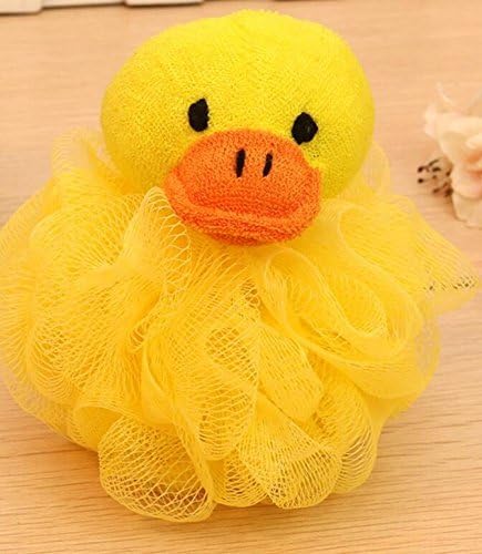 Cartoon Bath Pouf Puff Mesh Bath Sponges with Stuffed Animal Loofah (4 Pack) Rabbit,Bear,Duck,Frog Design