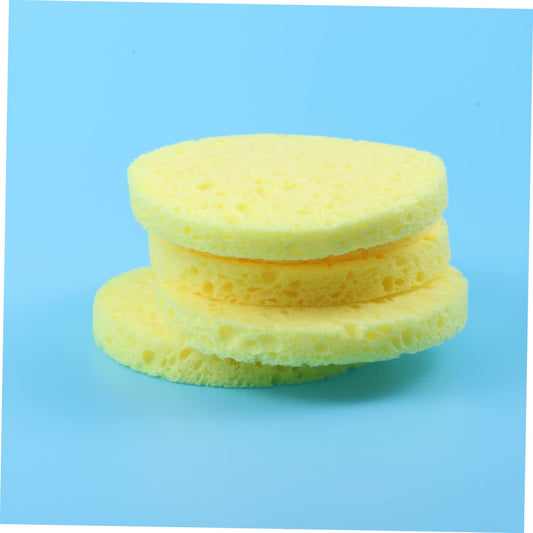 12pcs Thickened Facial Cleansing Sponge Makeup Remover Gentle Exfoliating Face Wash Puff for Daily Skin Care Yellow Opp Bag