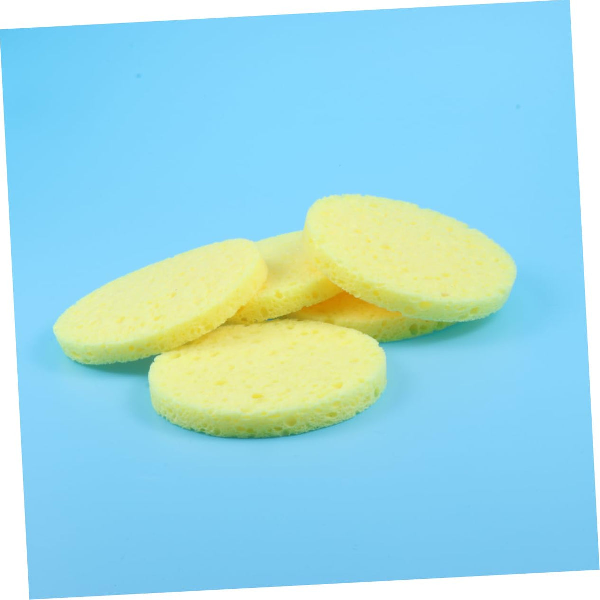 12pcs Thickened Facial Cleansing Sponge Makeup Remover Gentle Exfoliating Face Wash Puff for Daily Skin Care Yellow Opp Bag