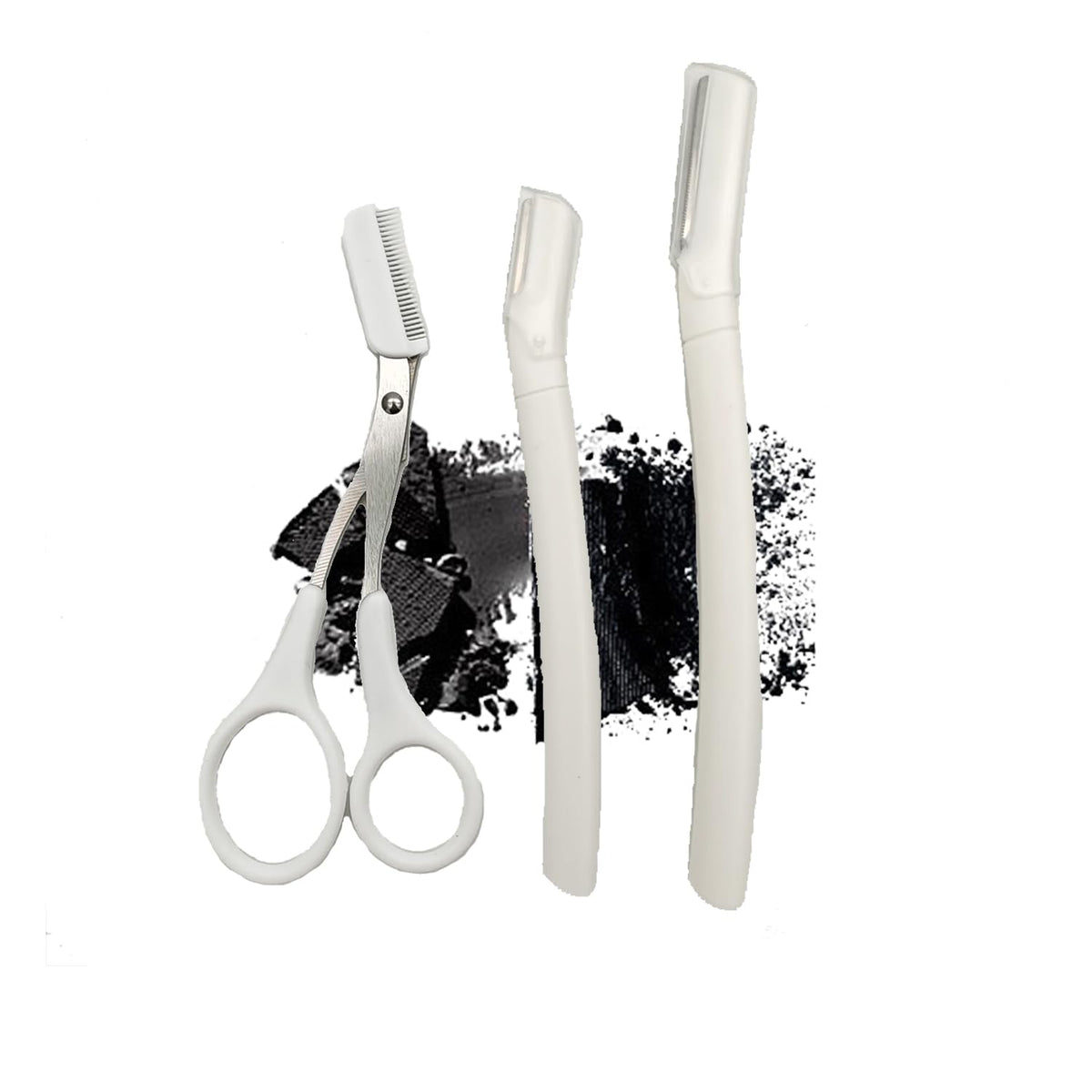 Eyebrow Razors Sets, 2PCS Razor with Protective Cover, 1PCS Scissor, Facial Hairs Peach Fuzz Removal, Face Shavers (Clear)