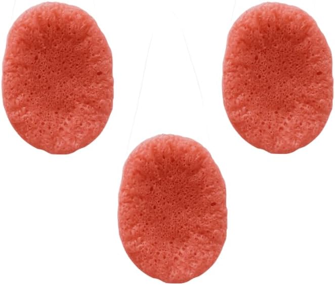 Wildpier French Pink Clay Konjac Sponge (3 Pack) - Gentle Daily Facial Cleansing & Exfoliating Sponges for Sensitive Skin - 100% Plant-Based & Biodegradable, Hydrating, Unclogs Pores