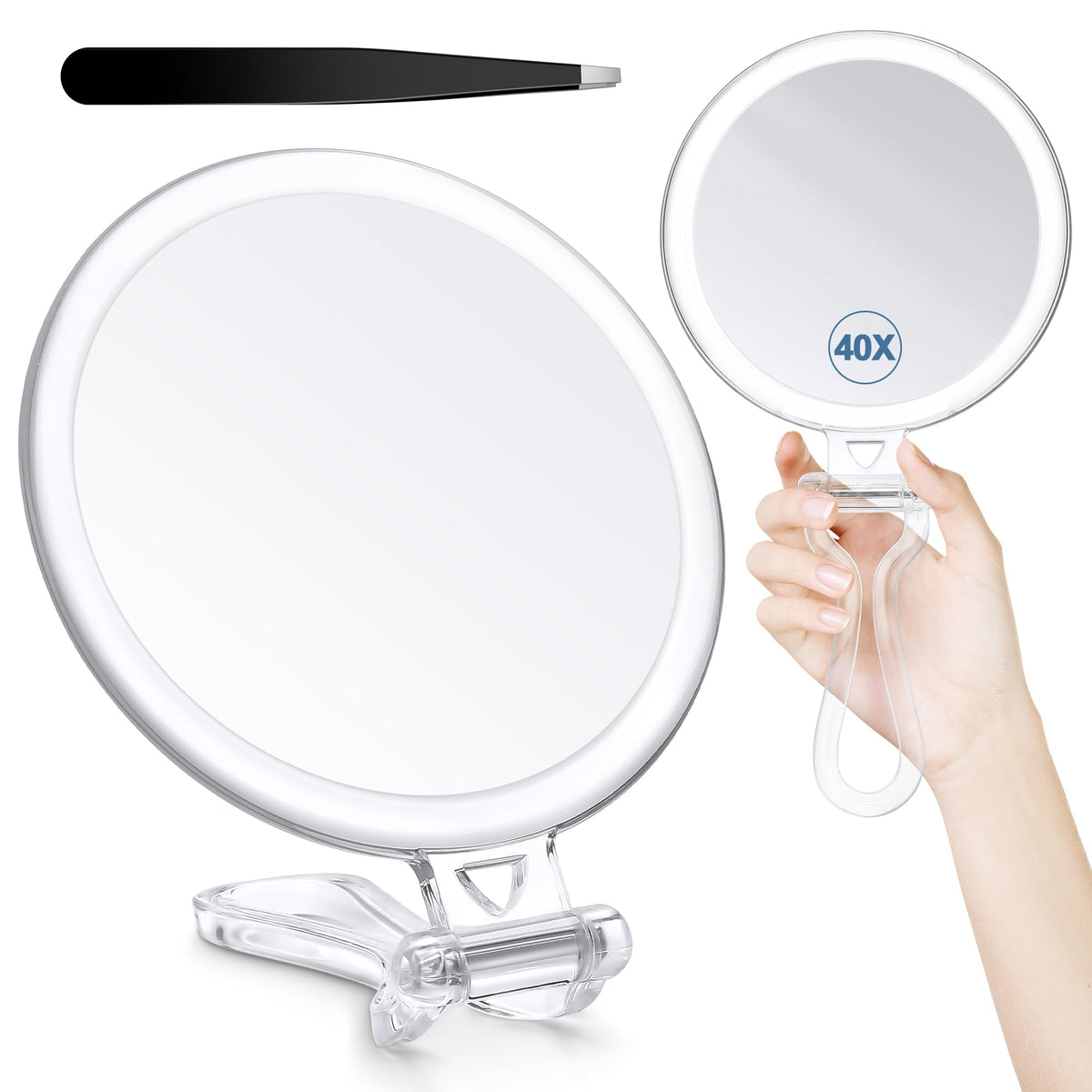 B Beauty Planet 30X Magnifying Mirror for Travel with Handle, Double-Sided 1X/30X Magnification Hand Mirror for Makeup,Travel Mirror for Desk 5 Inches