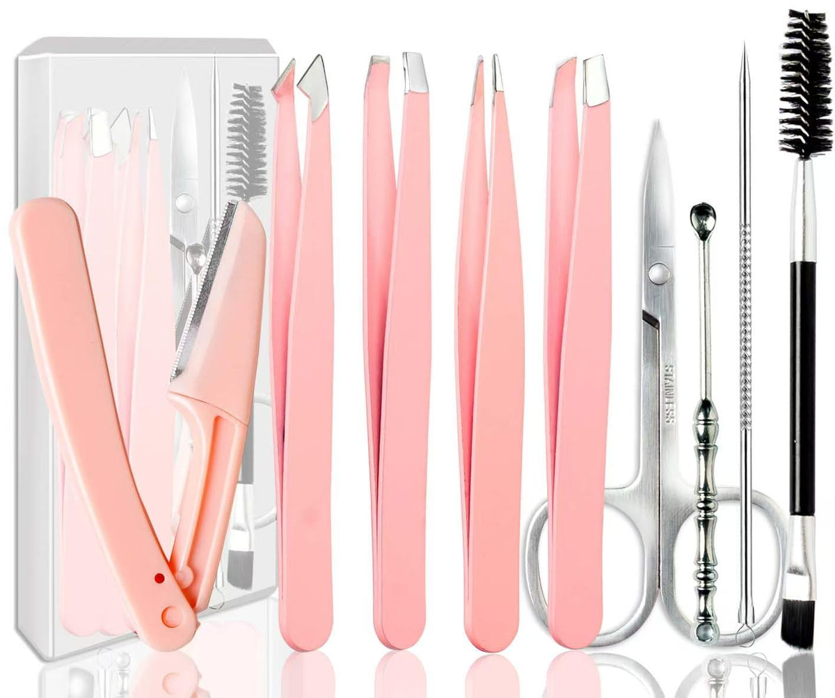 Tweezers for Women Facial Hair Eyebrow Kit Tweezer Set Black