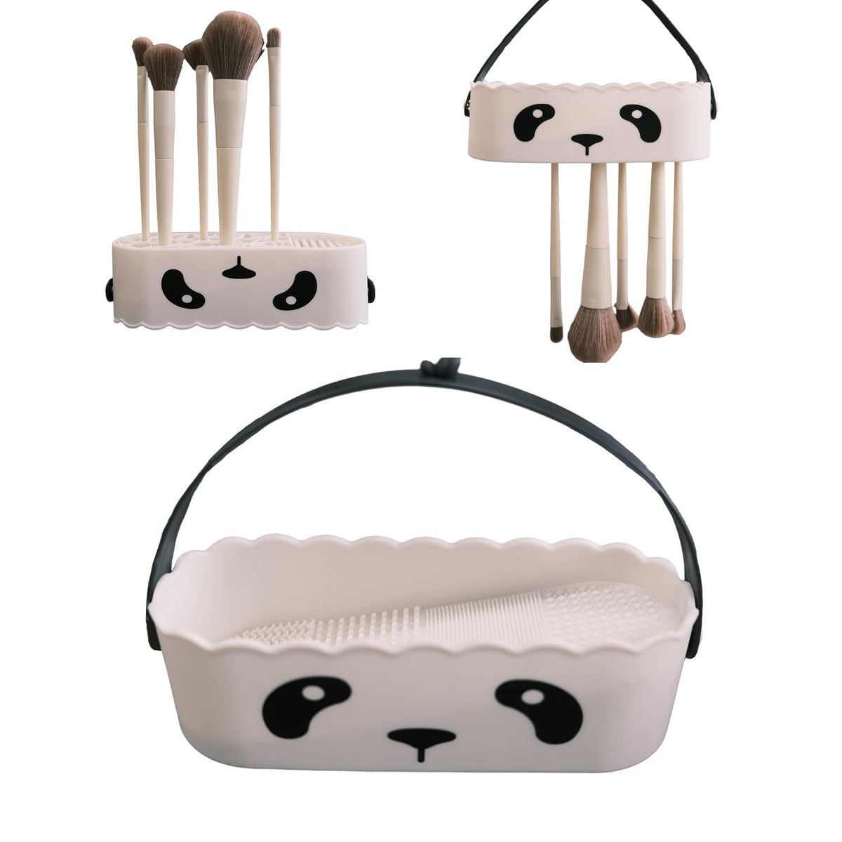 Makeup Brush Cleaner 3 in 1 Silicone Cleaner Bowl and Suspension Drying Rack,Slope Silicone Makeup Brush Cleaning Bowl Cleaning Tool,Cleaning The Dry Makeup Sponge,Powder Puff,Makeup Brush