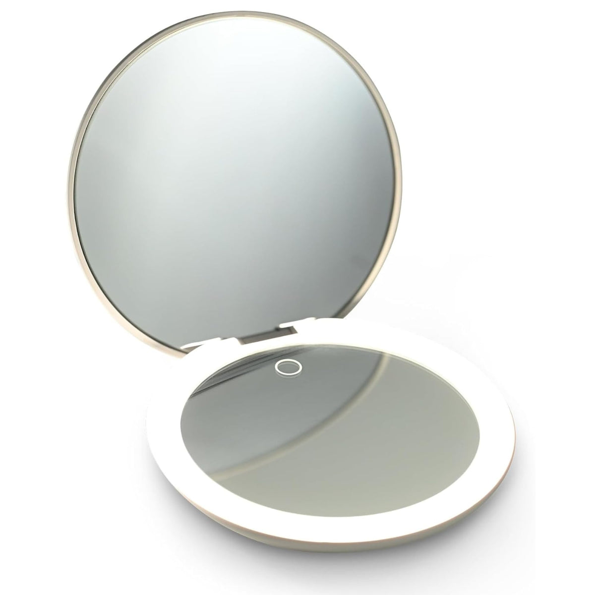 Ilios Lighting LED Compact Mirror with Light — 1x & 10x Magnification, 30-Day Battery, USB-C Rechargeable, 5-Inch Foldable Travel Makeup Mirror with Case (Black)