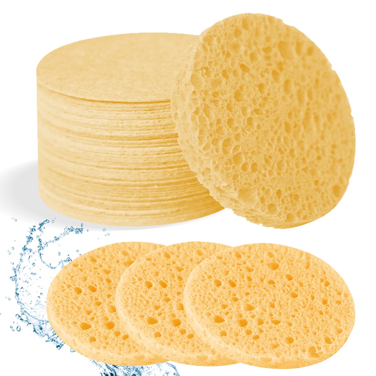 50-Count Compressed Facial Sponges, Pink Cellulose Daily Facial Cleaning