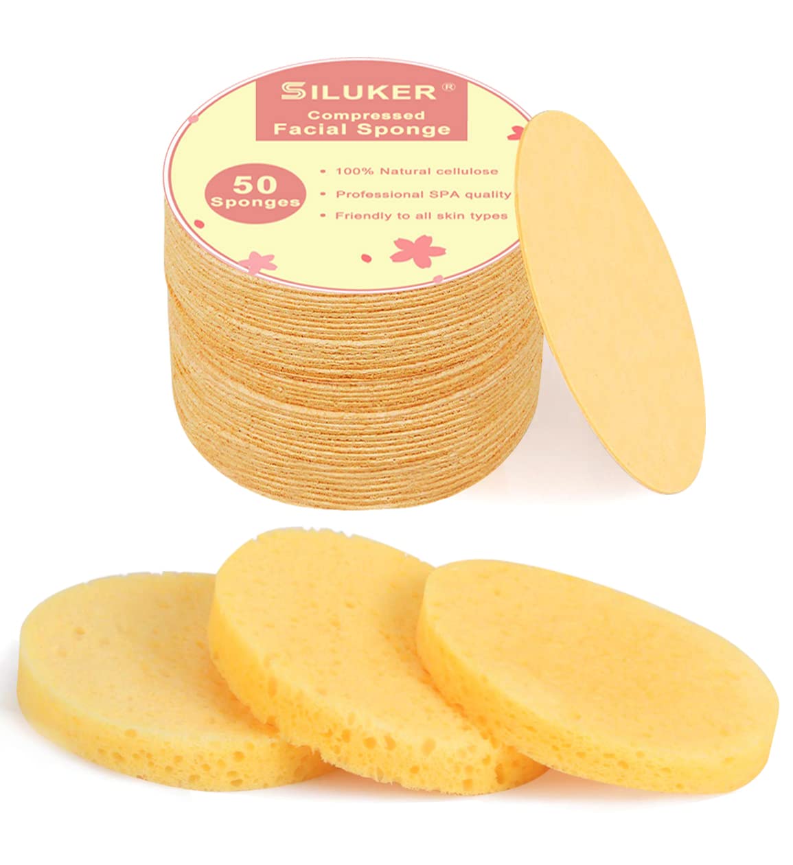 50-Count Compressed Facial Sponges for Daily Face Cleansing, White
