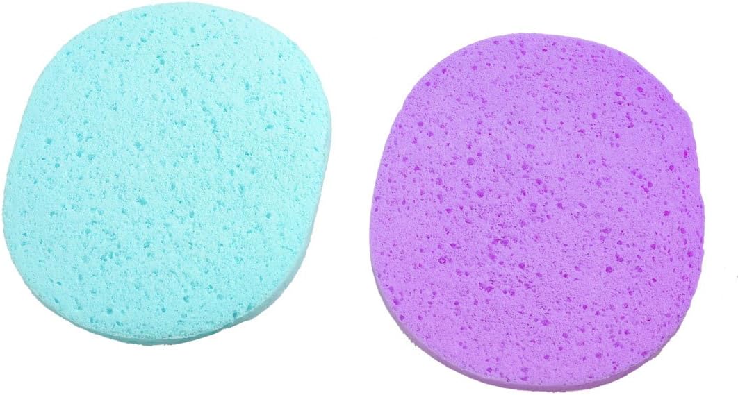 Ruilogod 2 Pcs Purple Blue Oval Cellulose Sponge Facial Cleaning Tool(id:a8 f19 ff 693 946