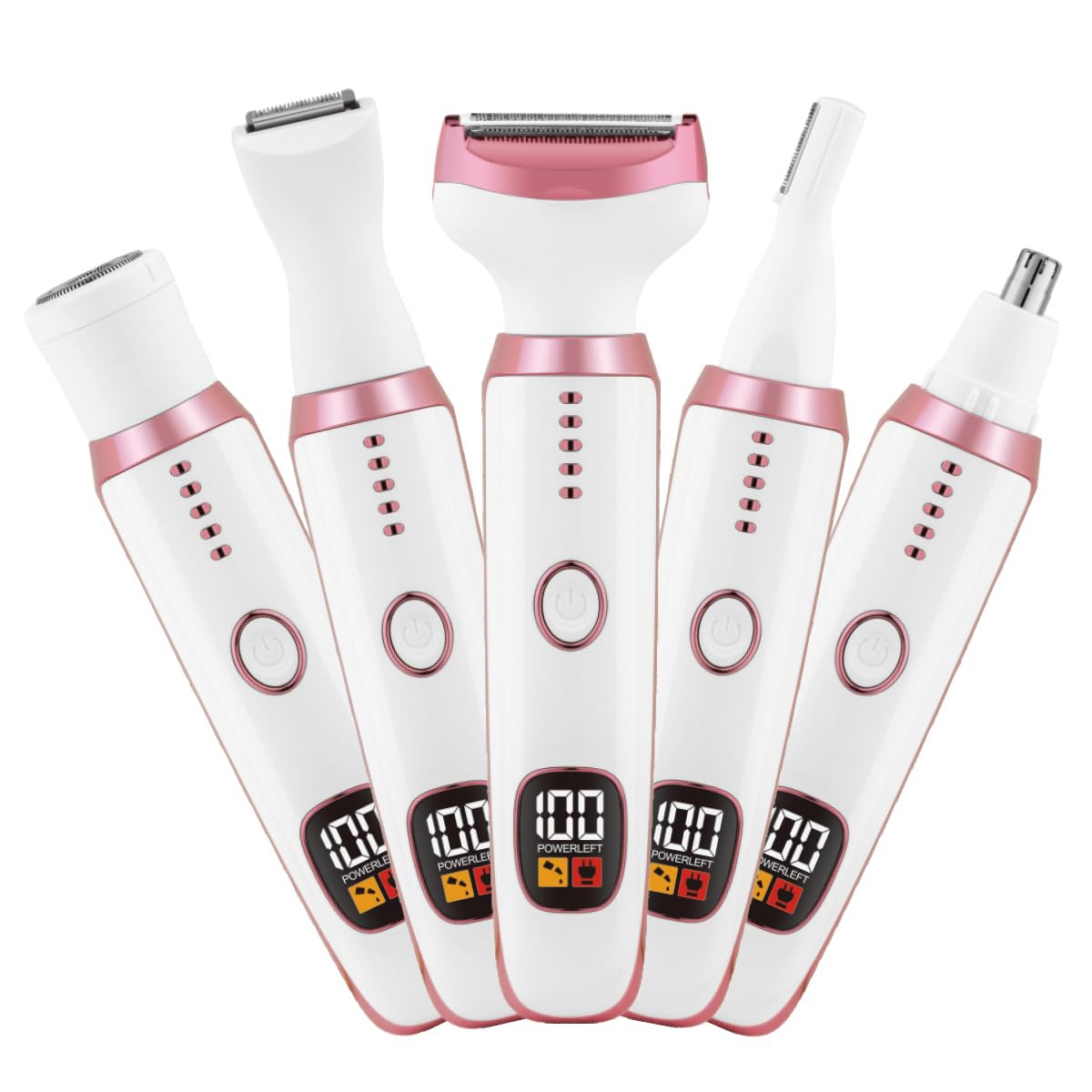 Electric Razors for Women, Bikini Trimmer for Women 5 in 1 Body Shaver for Nose Hair Face Eyebrow Arms Legs Armpit Underarm Pubic Area, Replaceable Lady Facial Razor Painless USB Charge Female Gift