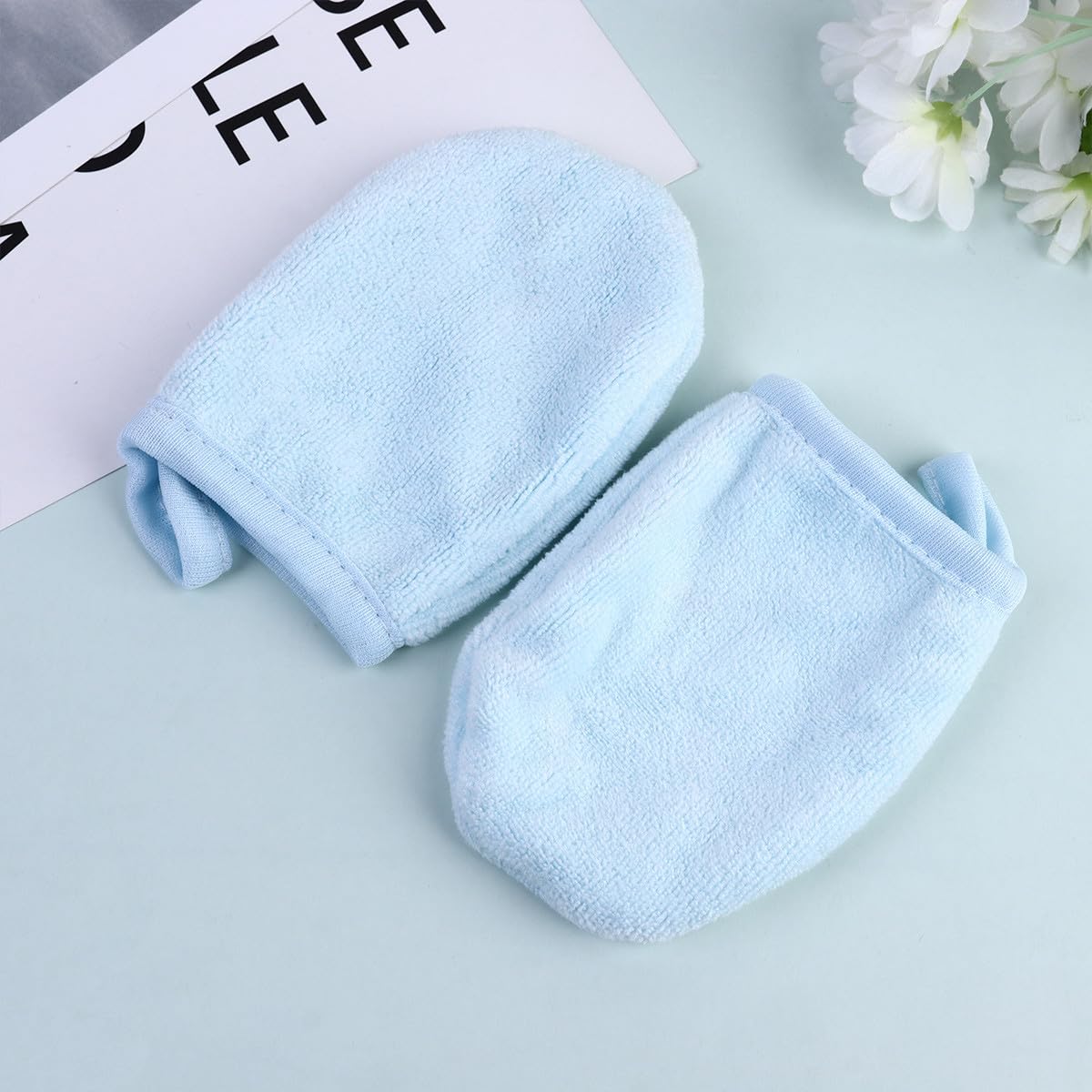 Homoyoyo 3pcs Thickened Facial Cleaning Gloves Makeup Removal Mitts Soft Reusable Cosmetic Powder Puff for Daily Face Wash and Skin Care