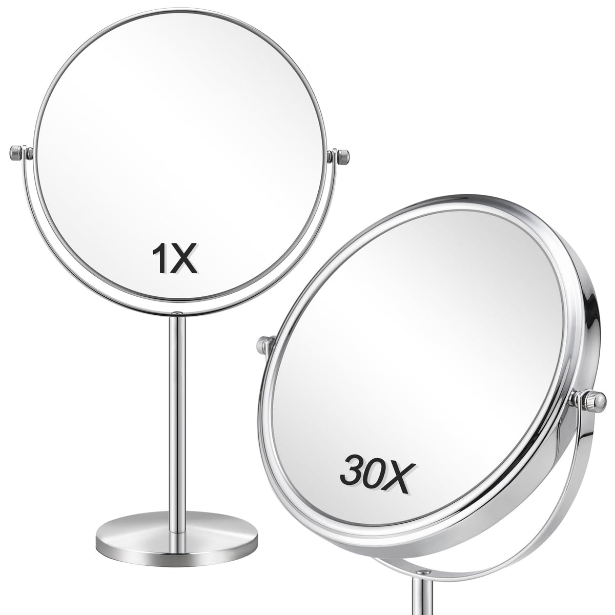 ALHAKIN 10x Magnifying Makeup Mirror, 8 Inch Tabletop Mirror Double Sided with Magnification, Swivel Make Up Mirror for Bathroom, Black