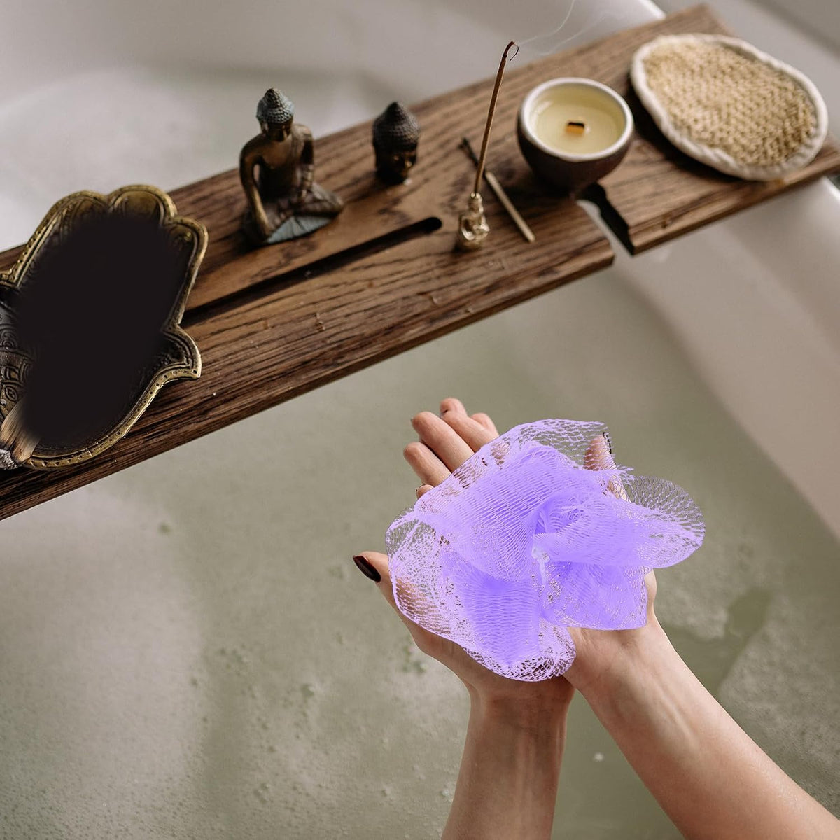 10pcs Colorful Bath Puff Sponge Mesh Net Exfoliating Body Cleanser