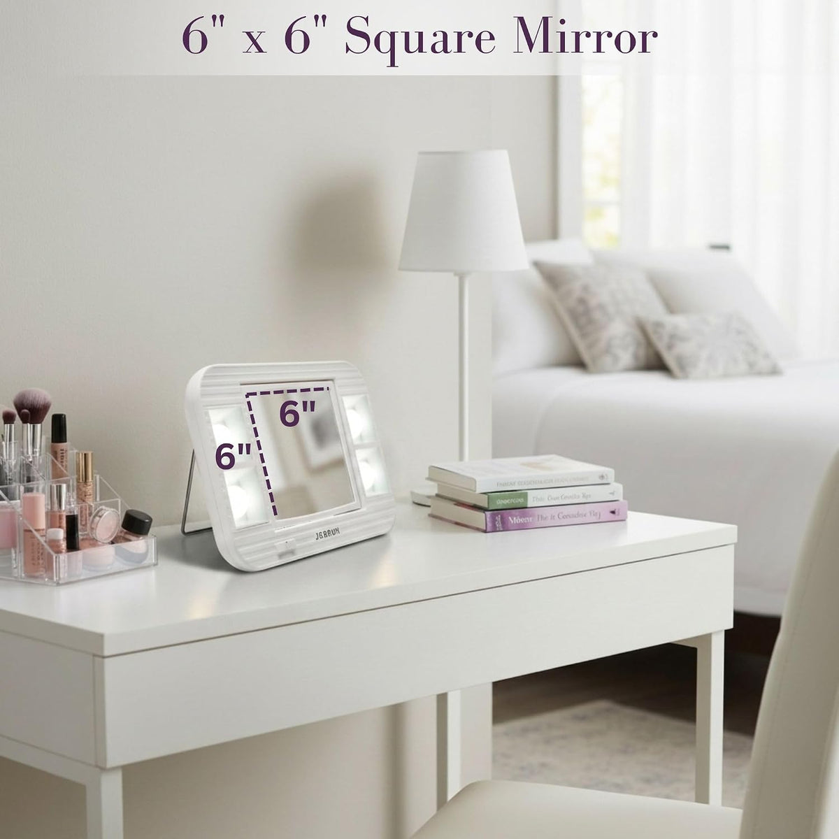 JERDON Lighted Makeup Mirror with 5X Magnification - White - J1015