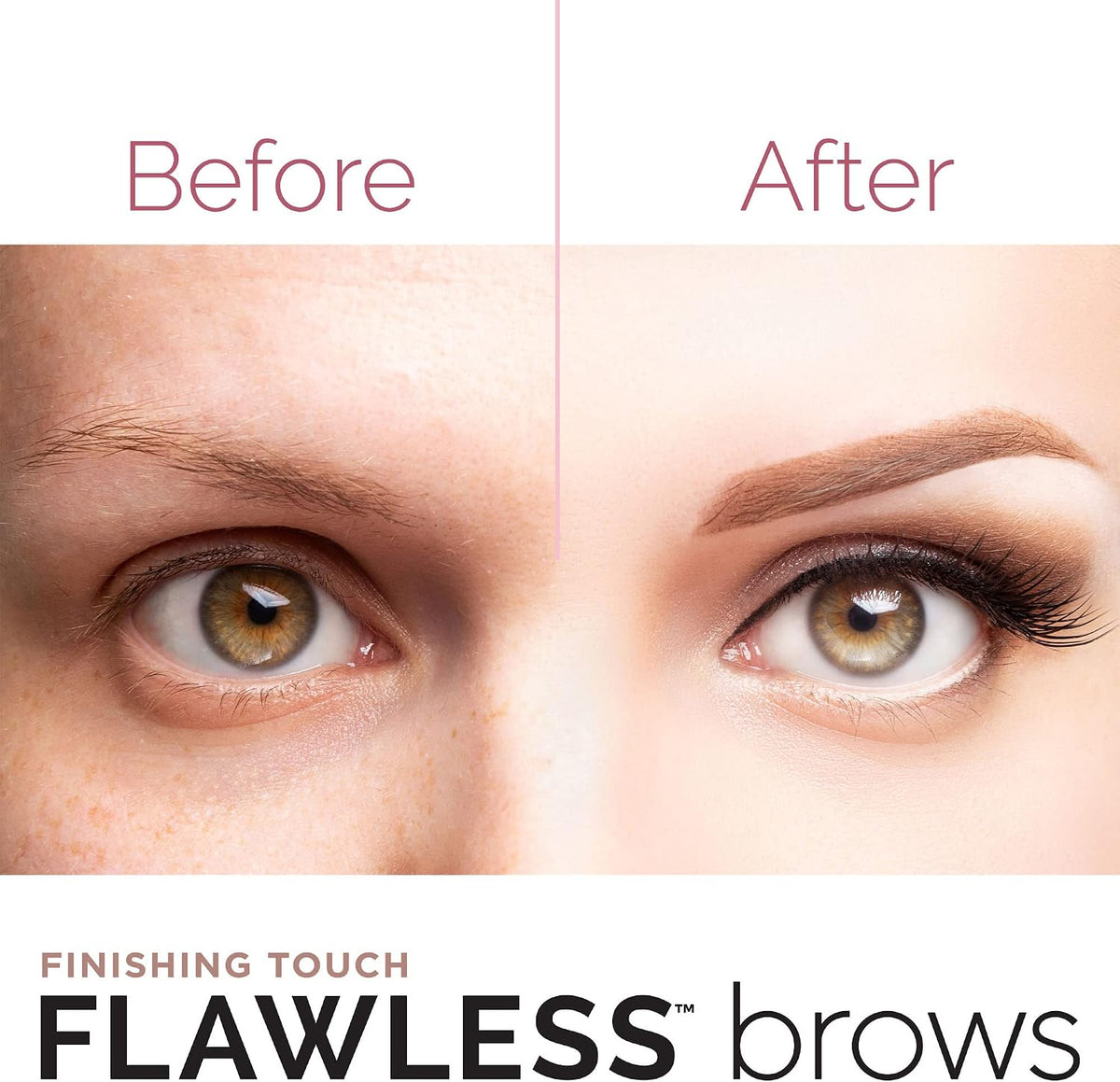 Finishing Touch Flawless Brows Eyebrow Hair Remover Electric Razor for Women with LED Light for Instant and Painless Hair Removal (White)