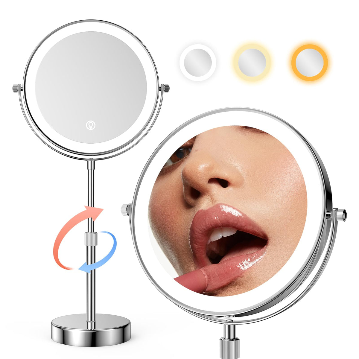 Nicesail Taller Tabletop Makeup Mirror, 8 Inch 5X Magnified, Matte Black