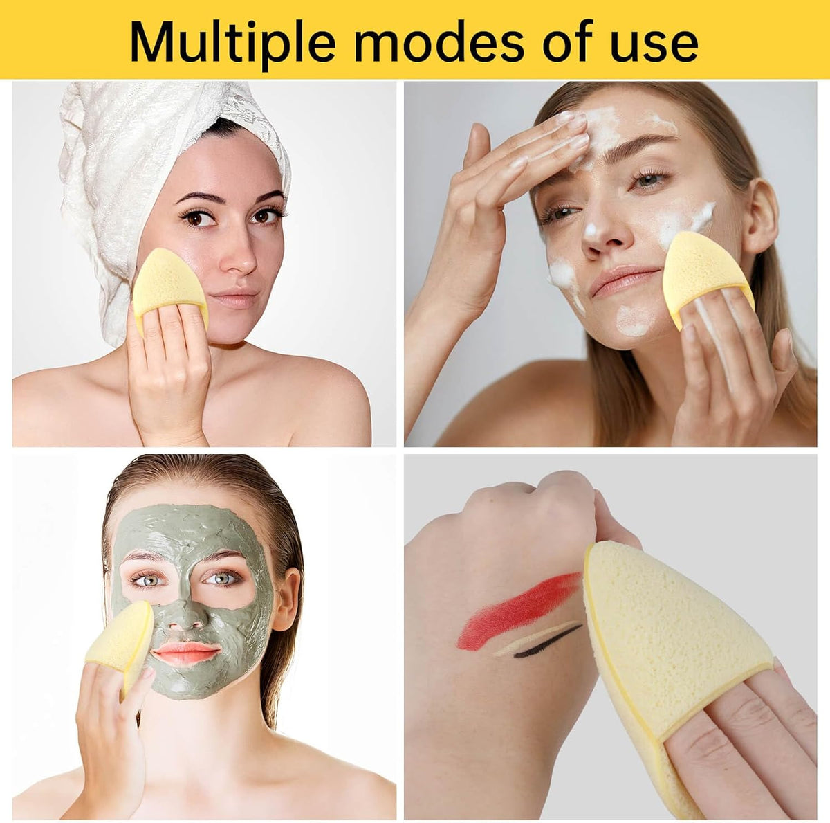 6Pcs Facial Sponges Set, Cleansing Puff, Colorful Facial Sponges for Face Wash, Reusable Makeup Remover Exfoliating Pads for Daily Cleansing
