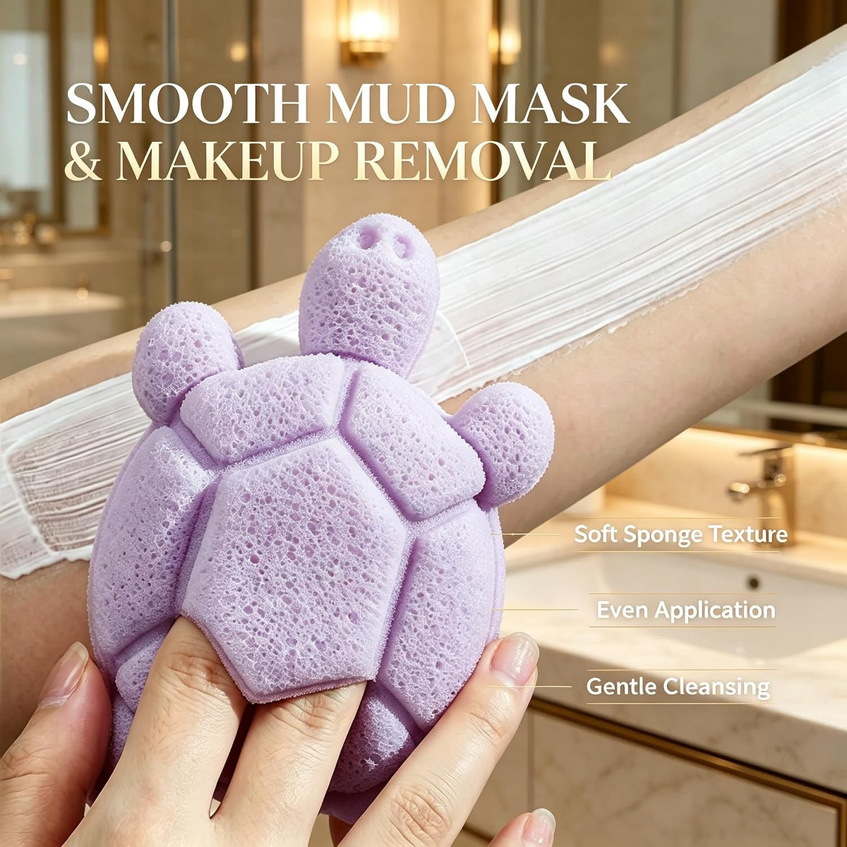 BS-MALL Turtle Pocket Facial Sponge & Blackhead Remover Tool Set | 2 Pack Large Thick Foam Cleansing Puffs with Soap Storage Pocket & Gentle Curved Scraper for Deep Pore Cleaning and Mud Mask Removal