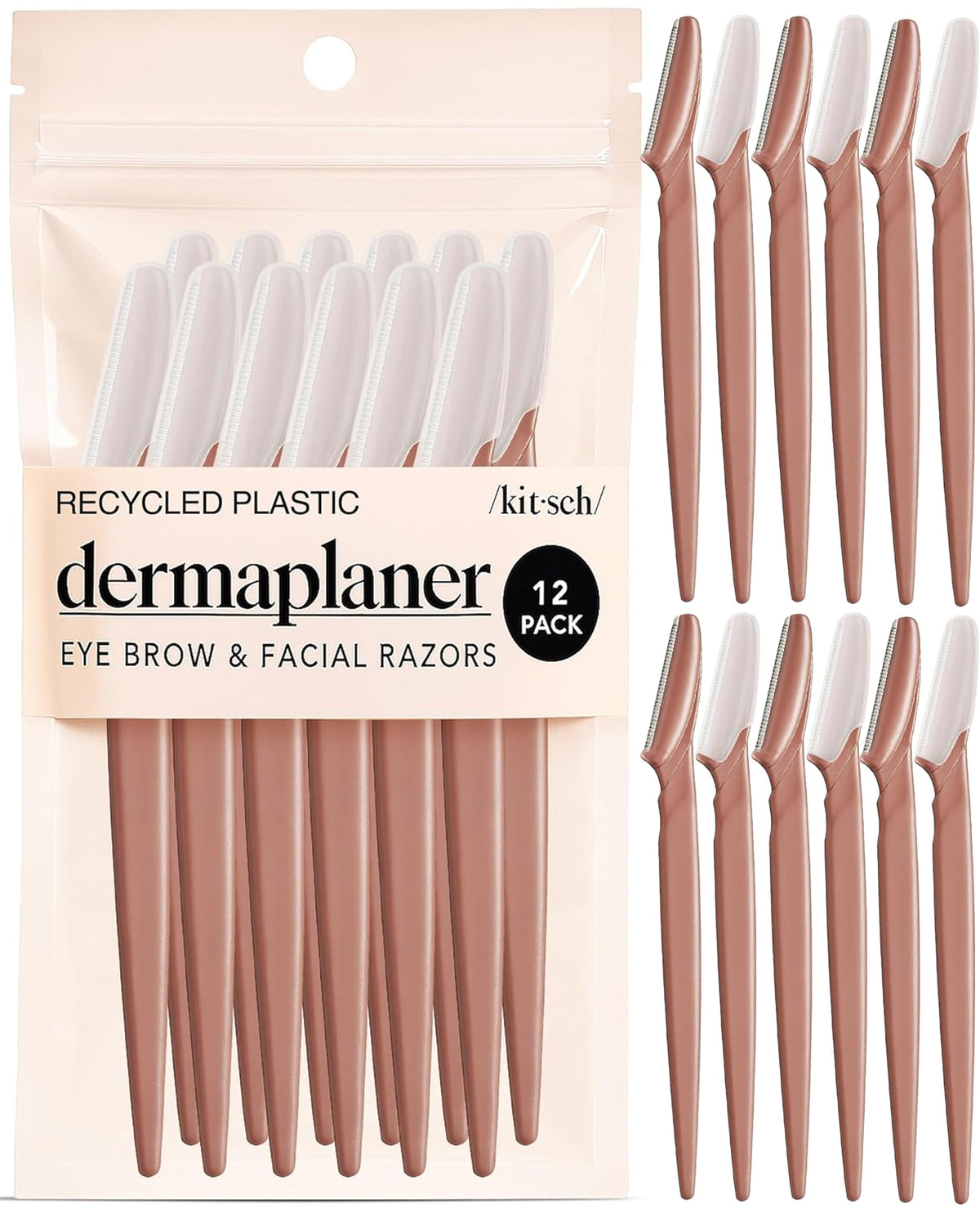 Kitsch Dermaplane Razor for Women Face – Black, 6 pcs