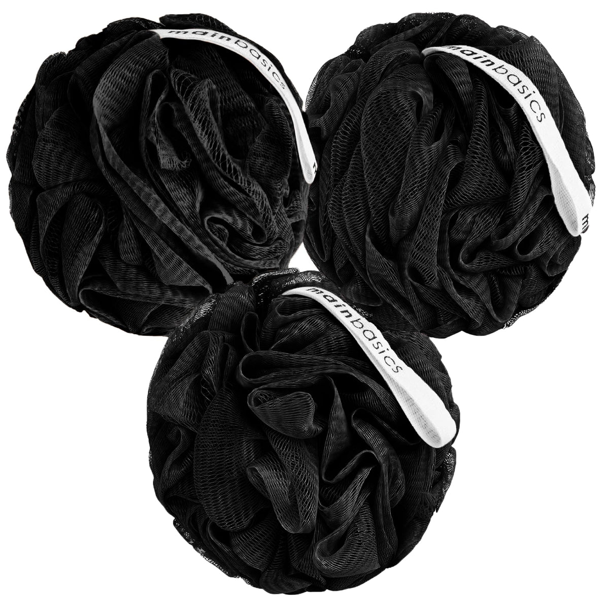 MainBasics Shower Loofah Sponge Pouf, Set of 3, Airy Blossom