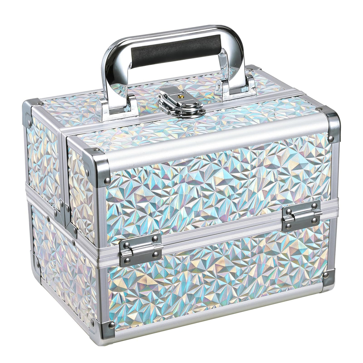 Joligrace Makeup Case Organizer Makeup Box Cosmetic Train Case with Mirror