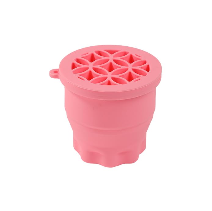 3-IN-1 Silicone Makeup Brush Cleaner & Holder - Portable Folding Washing Tool,Travel-Friendly Brush Cleaner Mat for Brushes,Sponge,Powder Puff - Cosmetic Brush Cleaning & Drying Organizer-Pink
