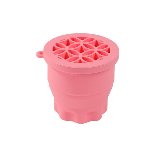 3-IN-1 Silicone Makeup Brush Cleaner & Holder - Portable Folding Washing Tool,Travel-Friendly Brush Cleaner Mat for Brushes,Sponge,Powder Puff - Cosmetic Brush Cleaning & Drying Organizer-Pink