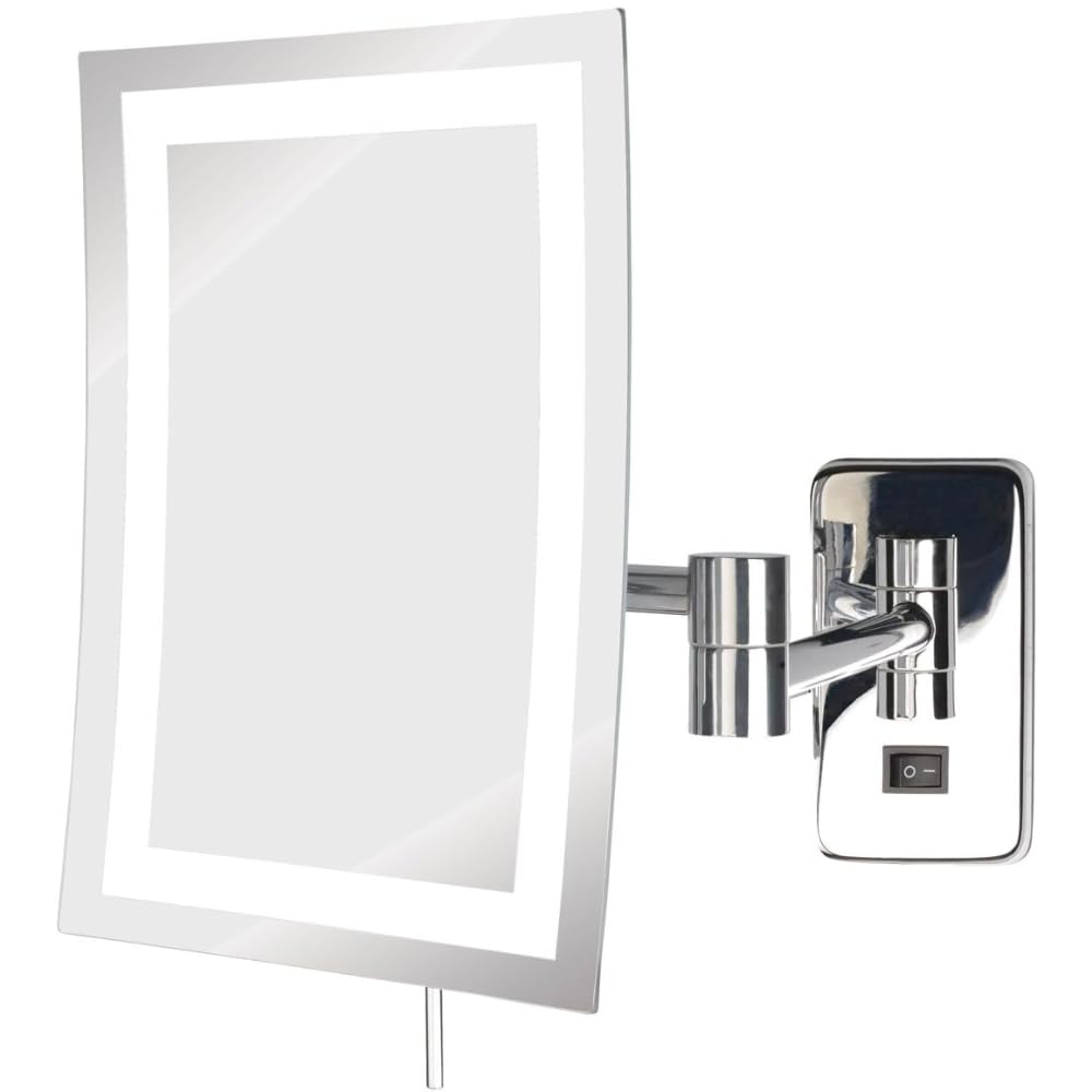 JERDON Hardwired Wall-Mount Makeup Mirror - 5X/1X - Nickel - JRT710NLD