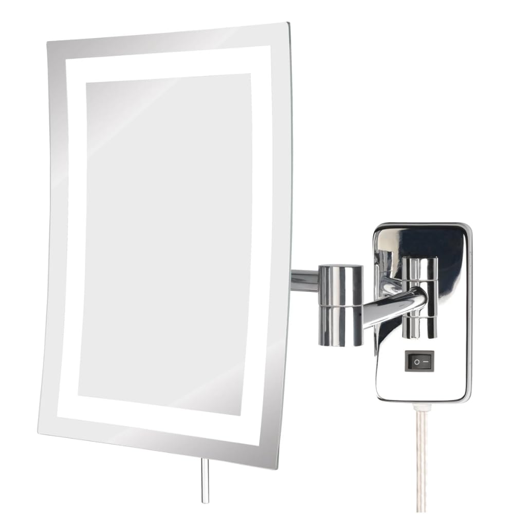 JERDON Hardwired Wall-Mount Makeup Mirror - 5X/1X - Nickel - JRT710NLD
