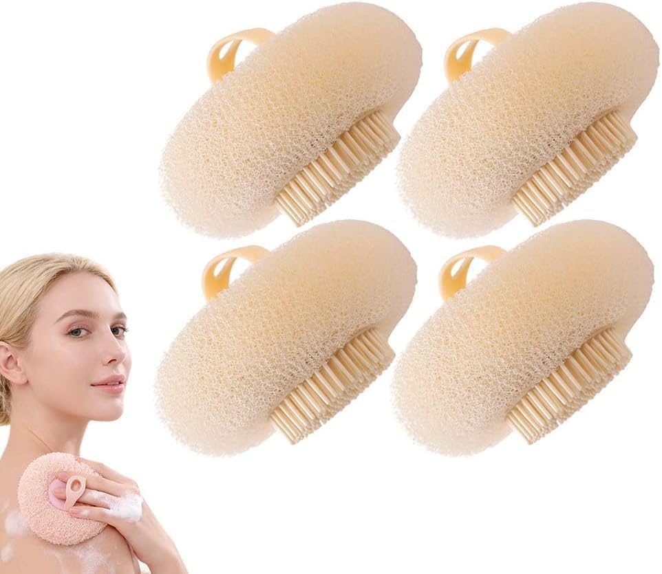 Super Soft Sunflower Suction Cup Bath Ball, 2026 New Exfoliating Bath Bath Sponge Cleaning Brush with Finger Rings for Women and Men (Begie, 4 pcs) (Set)