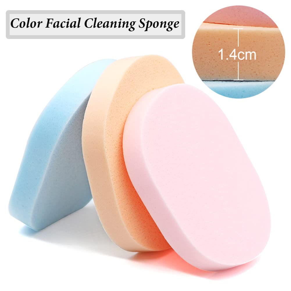 AKOAK 4 Pieces Color Facial Cleansing Sponge, Wet Soft Powder Puff, Reusable Facial Sponge for Daily Cleansing and Gentle Exfoliation, Makeup Remover, Face Wash, Makeup and Dead Skin