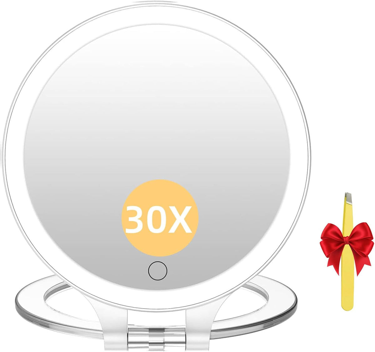 FASCINATE Travel 30X/1X Magnifying Mirror with Light Double Sided Mirror