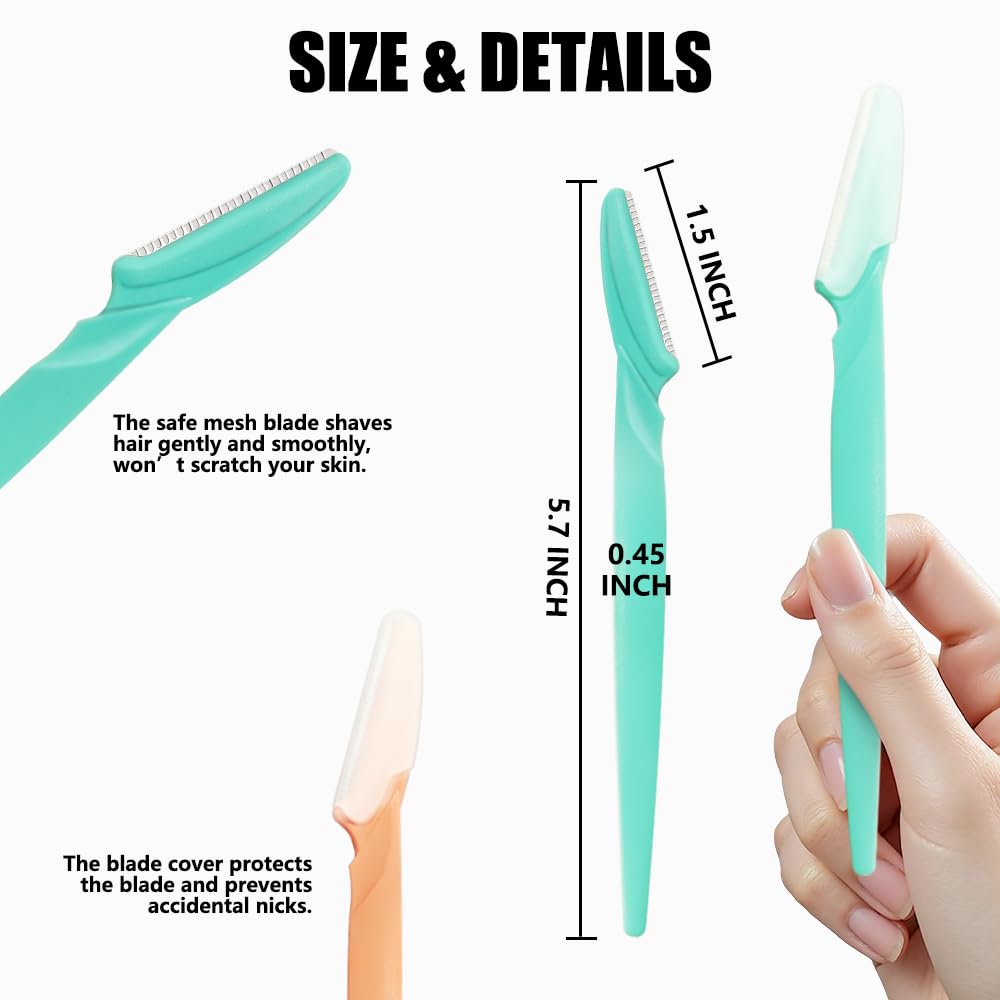 Women's Dermaplane Razor Eyebrow Razor with Blade Cover Face Razors for Women & Men Face Shaver Peach Fuzz Remover