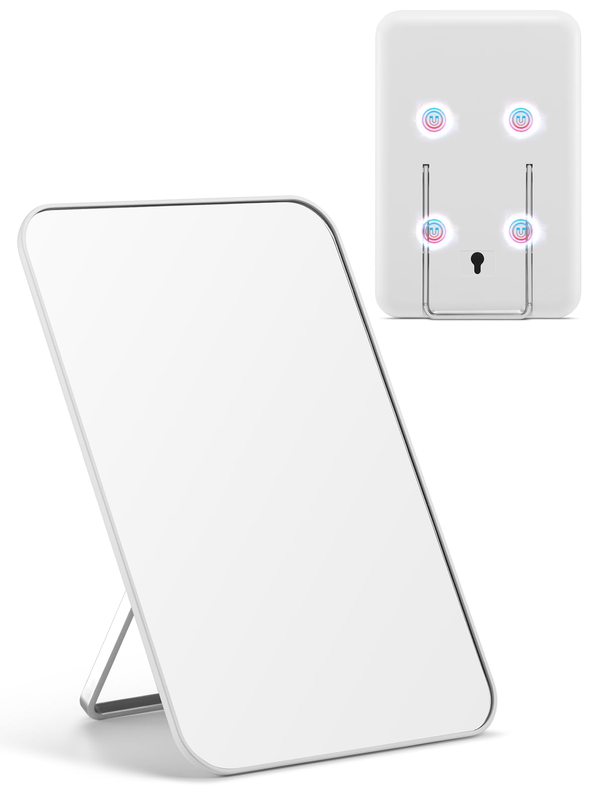 OMIRO 8 x 5 in Desk Makeup Mirror with Stand and Hanging Hole, White