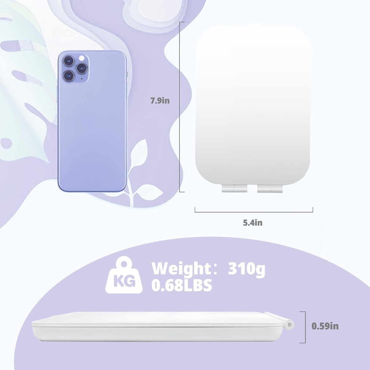 Travel Makeup Mirror, Portable Rechargeable Mirror with Lights
