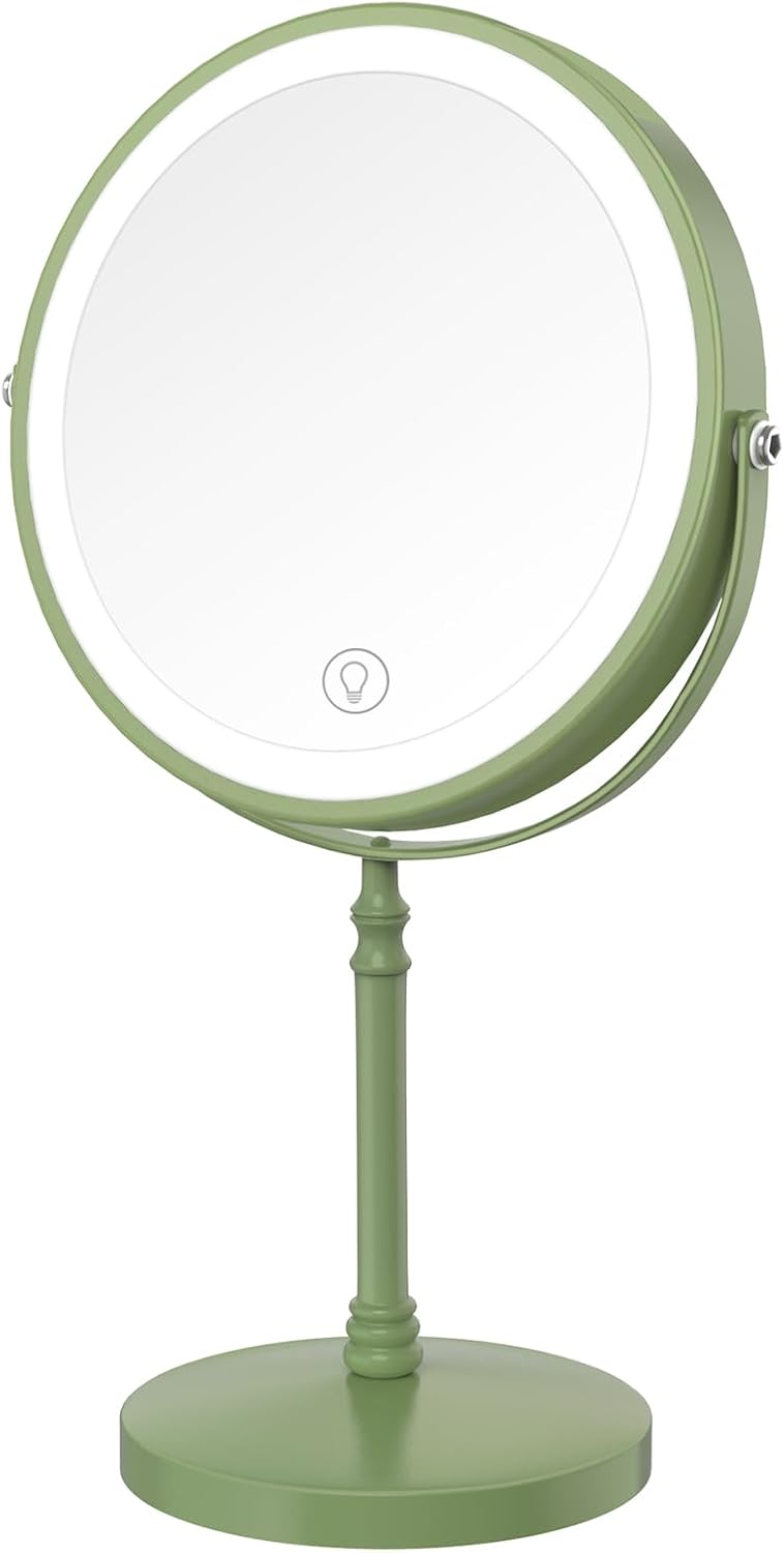 DEIOVWXS Makeup Mirror, Rechargeable Vanity Mirror with 3 Lights, 1X/10X