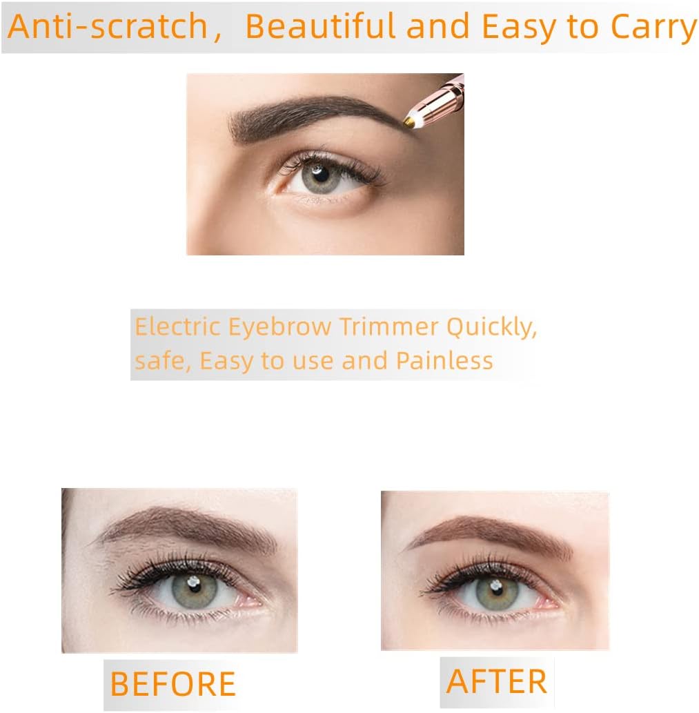 Women's Electric Eyebrow Hair Remover, LED Light, Stainless Steel Blade, Rechargeable, Anti-Allergenic, Multi-Functional, Clean Skin, No Pulling