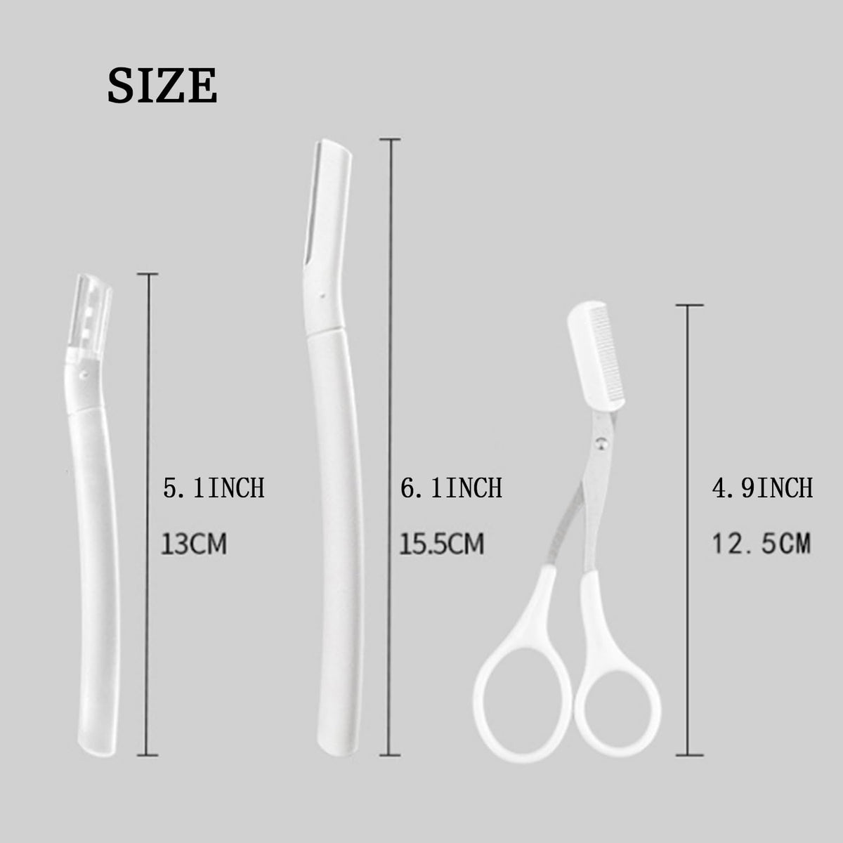 Eyebrow Razors Sets, 2PCS Razor with Protective Cover, 1PCS Scissor, Facial Hairs Peach Fuzz Removal, Face Shavers (Clear)