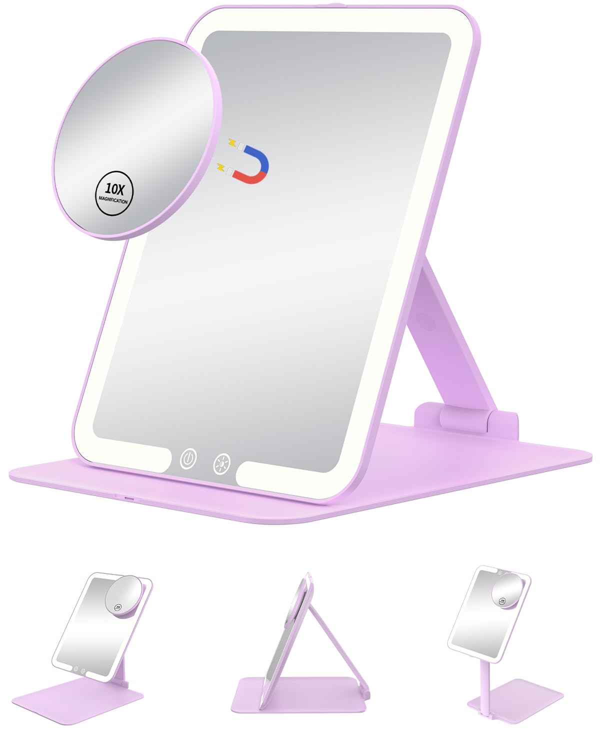 Gospire Travel Makeup Mirror with Lights and Magnification 10X, Pink
