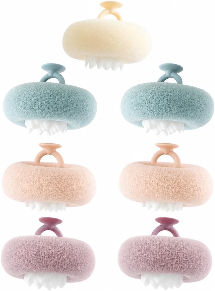 7 Pack Super Soft Sunflower Suction Cup Exfoliating Bath Sponge Ball