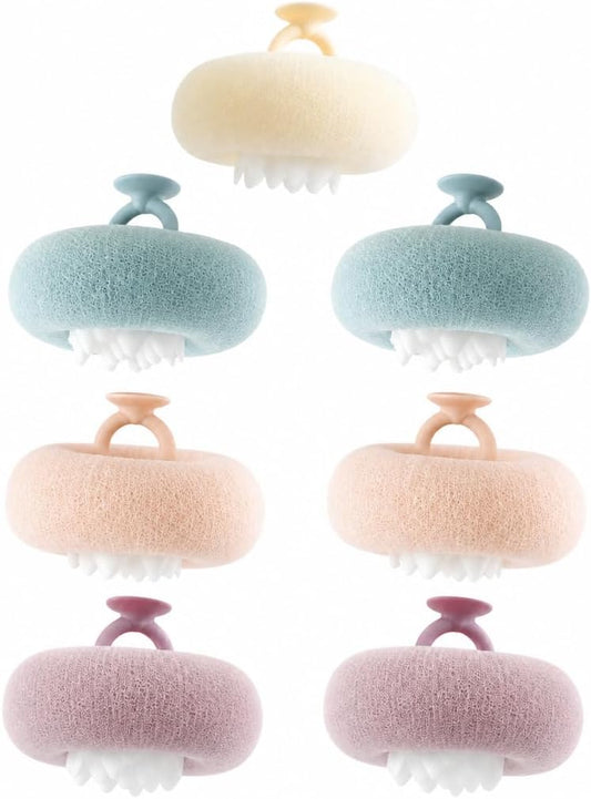 7 Pack Super Soft Sunflower Suction Cup Exfoliating Bath Sponge Ball
