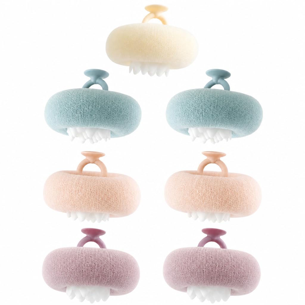 7 Pack Super Soft Sunflower Suction Cup Exfoliating Bath Sponge Ball