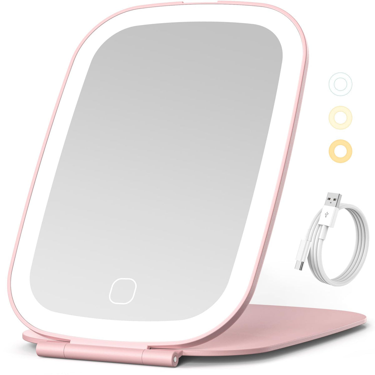 NEZZOE Portable Makeup Mirror, Large Travel Mirror with Light, 10”x7” White