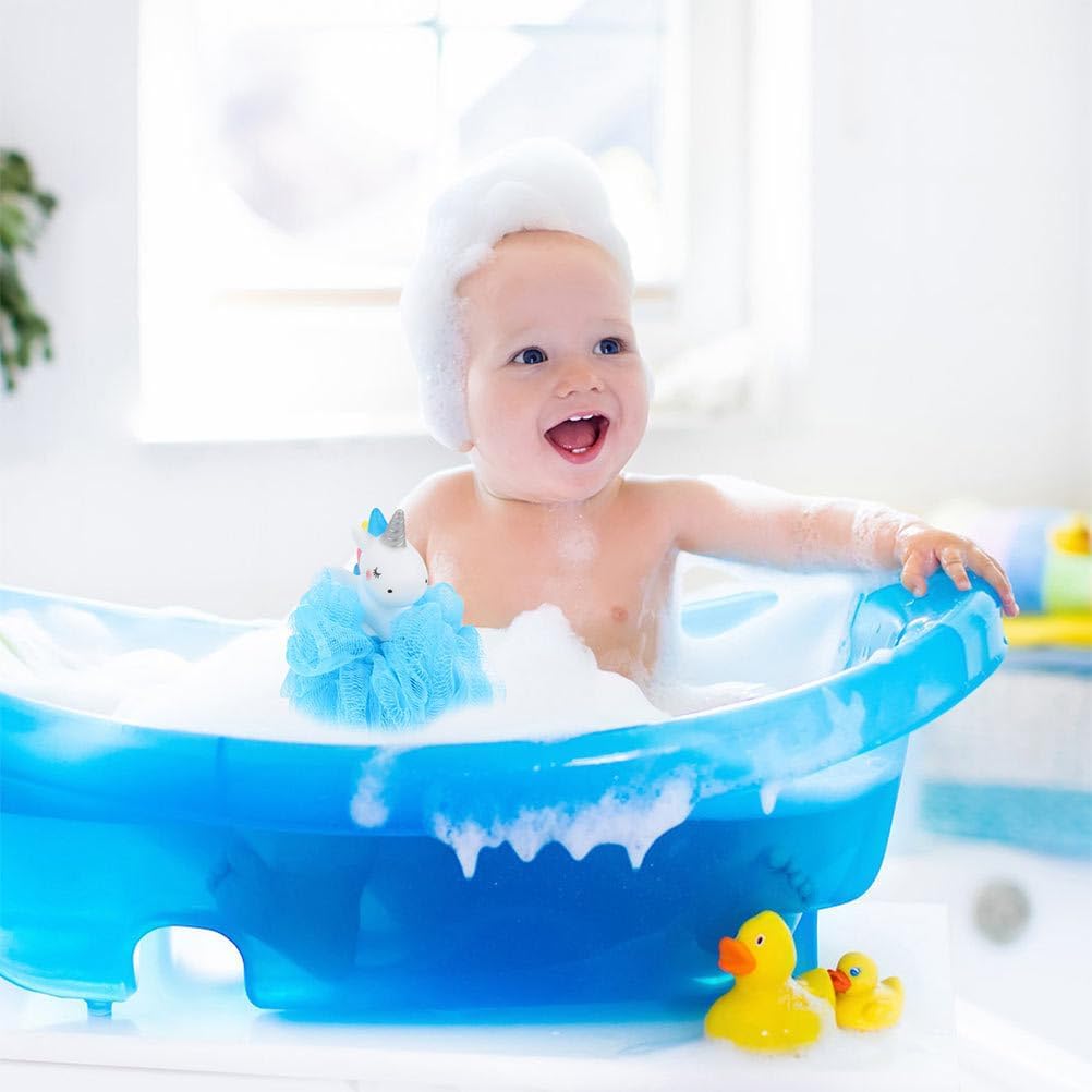 FOMIYES 2pcs Unicorn Bath Ball for Kids, Exfoliating Body Scrubber, Soft Pe Shower Sponge, Pink and Blue, 5.51 * 4.33 * 3.54inch, Gentle Skin Cleaning for Toddlers and Children