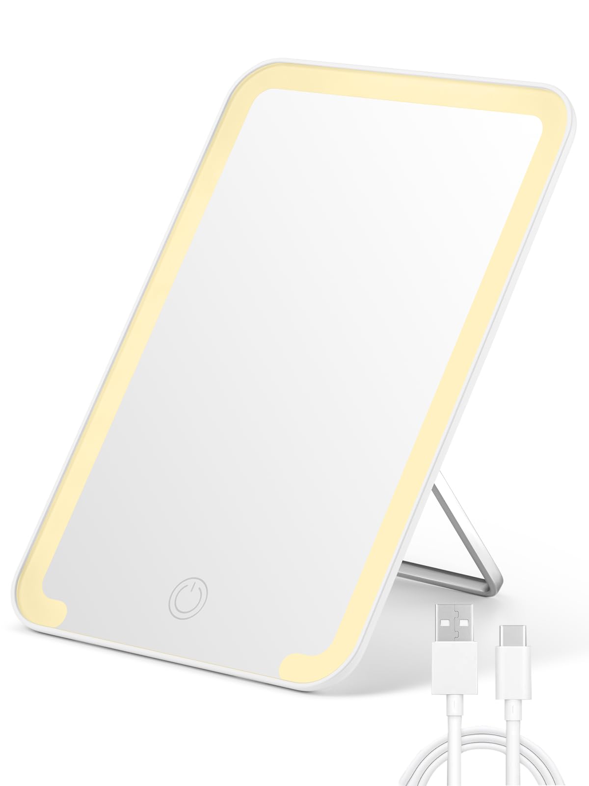 OMIRO 8 x 5 in Desk Makeup Mirror with Stand and Hanging Hole, White