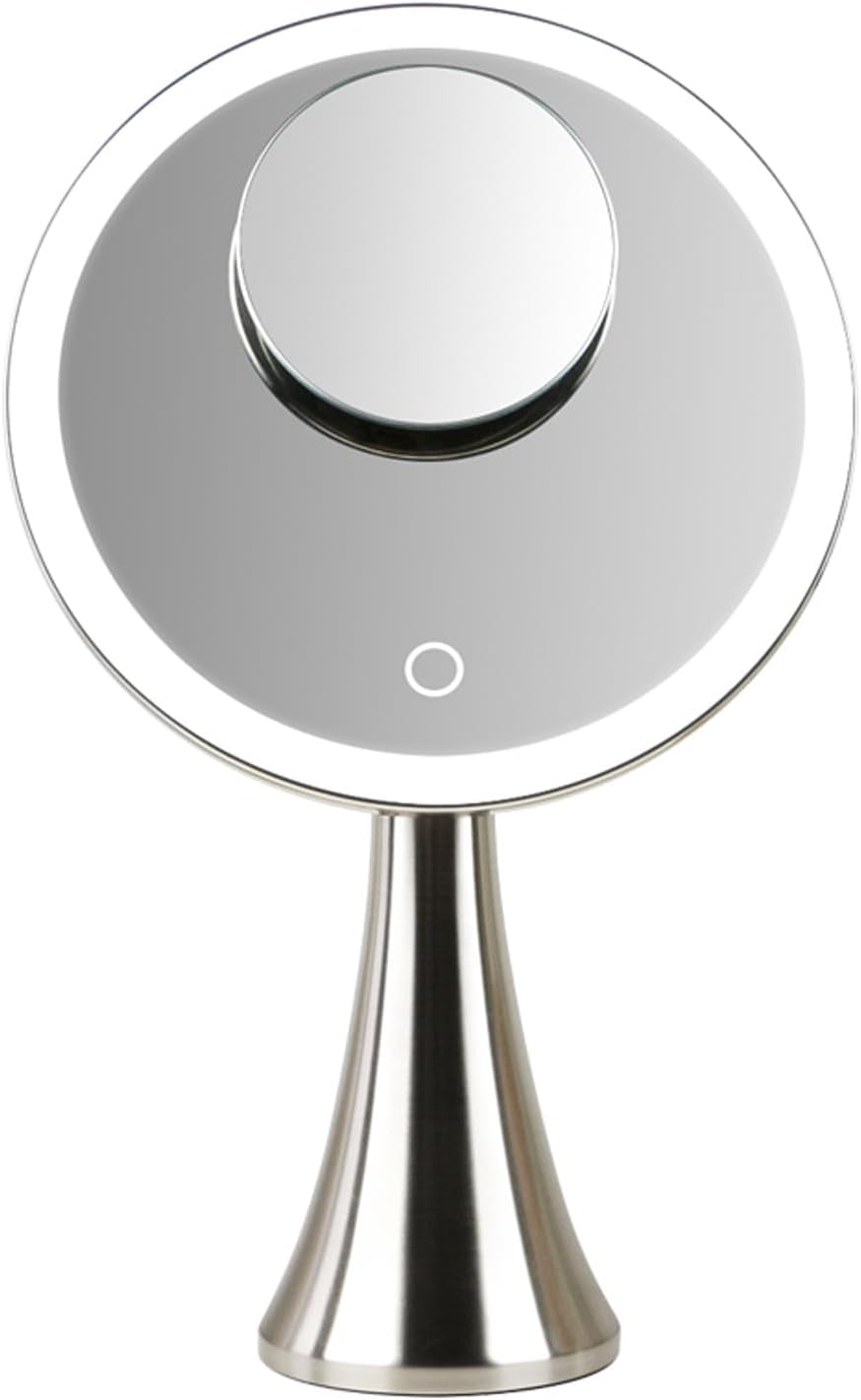 Surdy 9" Lighted Makeup Mirror, 5x/10x Magnifying Mirror w/ 3 Color