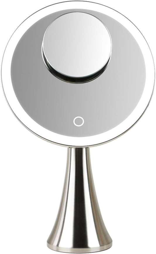 Surdy 9" Lighted Makeup Mirror, 5x/10x Magnifying Mirror w/ 3 Color