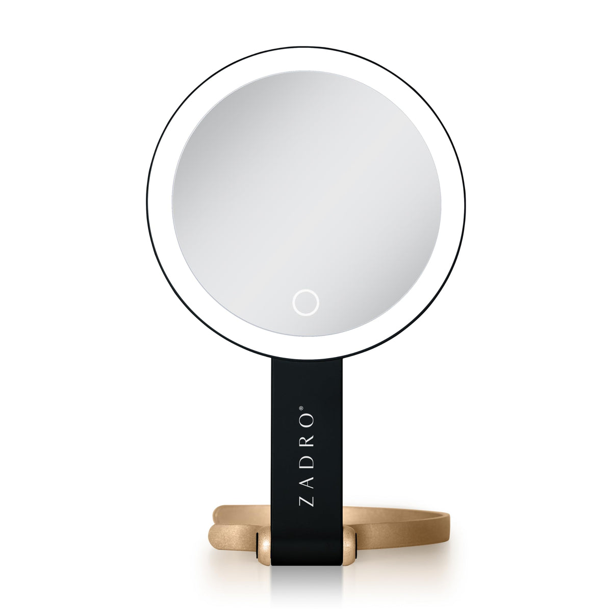 Zadro LED Lighted Makeup Mirror, 2-Sided with 1x & 10x Magnification, Rechargeable Portable Vanity Mirror with 3 Dimmable Color Settings, Handheld & Hands-Free Design, 6.25 Inch (Neutral/French Blue)
