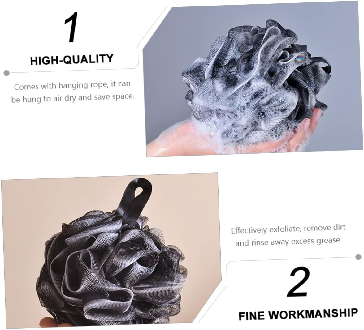 Baluue 4pcs Charcoal Shower Loofahs Exfoliating Mesh Bath for Body Washing Skin-Friendly and Rich Bubble for Men and Women Each